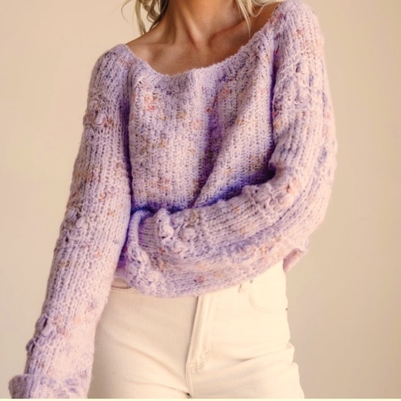 Free People Sunset Cloud Knit Purple Sweater Violet Glow - Picture 3 of 13